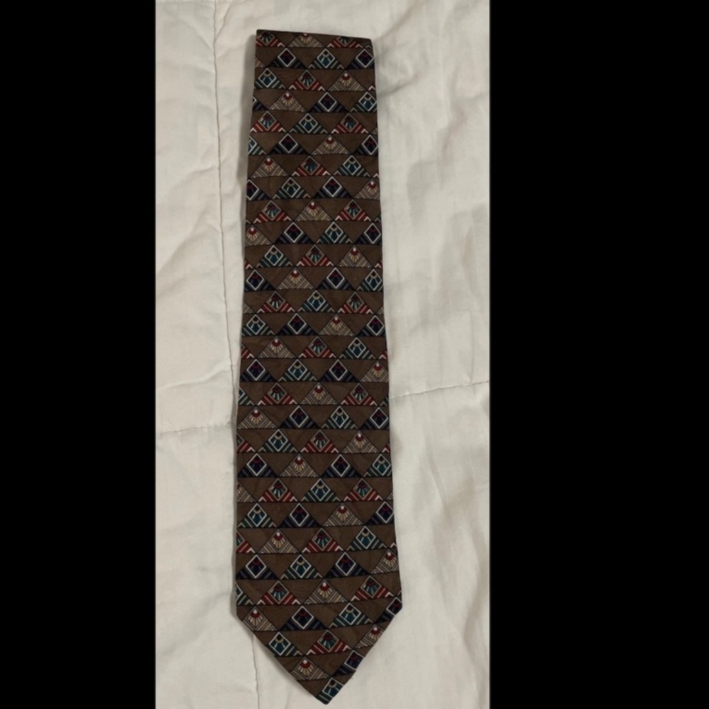 VTG Simon’s Copley Square Multicolor Geometric 100% Silk Men's Necktie Tie